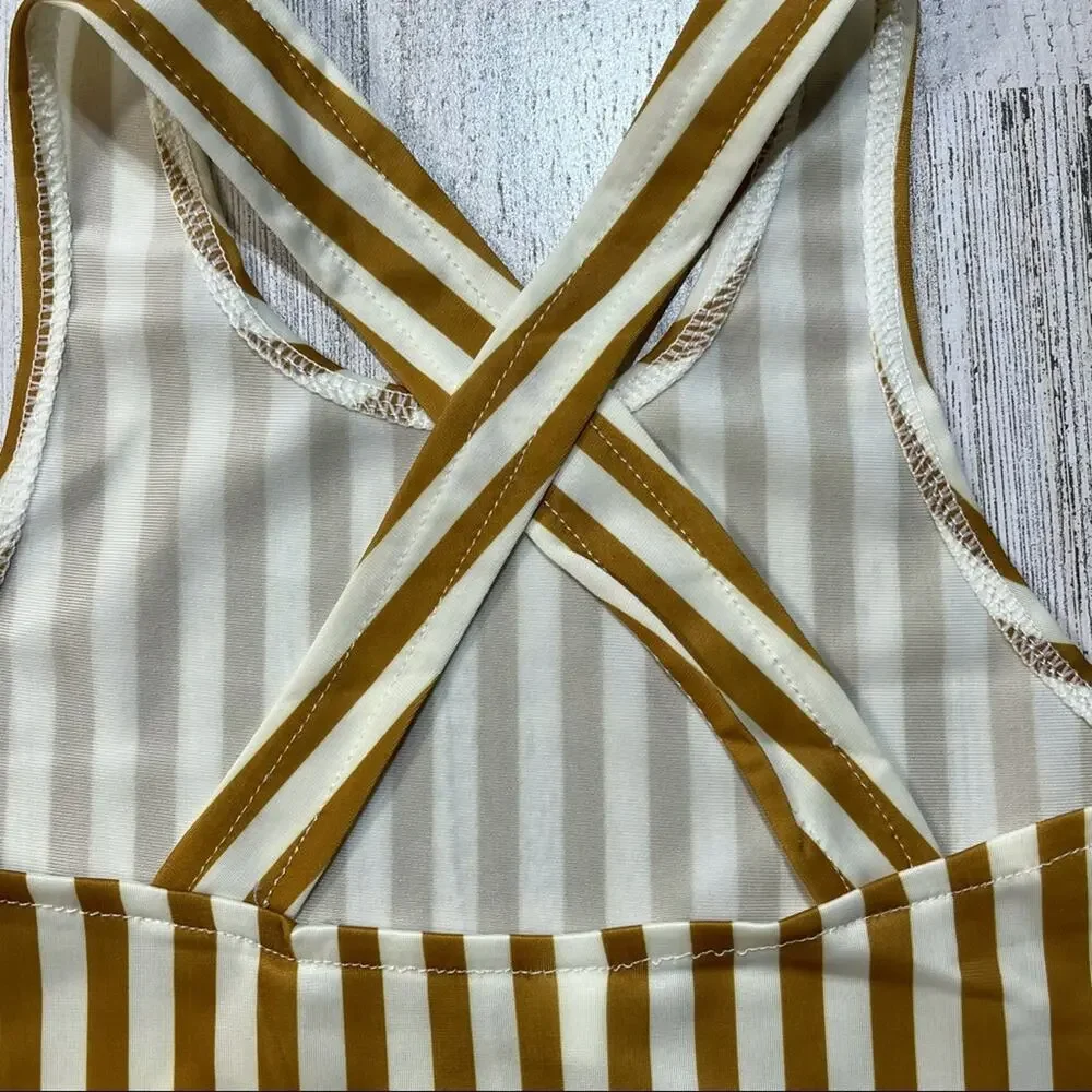 Girl's Toddler Swimsuit Striped Racerback Ruffled One-Piece